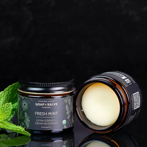 Chagrin Valley Soap & Salve Deodorant Cream: Extra Strength Fresh Mint Deodorant Black 2 fl oz Jar