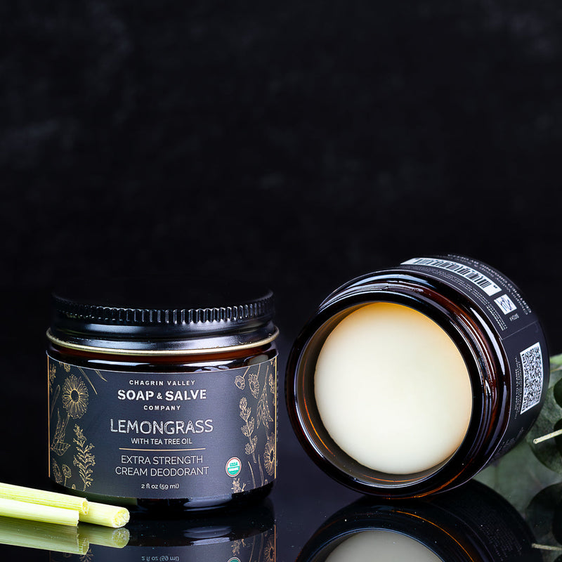 Chagrin Valley Soap & Salve Deodorant Cream: Extra Strength Lemongrass Tea Tree Deodorant Black 2 fl oz Jar