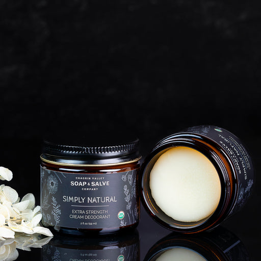 Chagrin Valley Soap & Salve Deodorant Cream: Extra Strength Simply Natural Deodorant Black 2 fl oz Jar