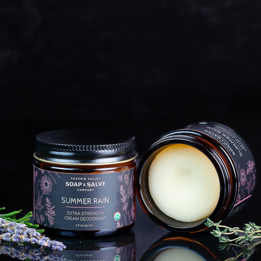 Chagrin Valley Soap & Salve Deodorant Cream: Extra Strength Summer Rain Deodorant Black 2 fl oz Jar