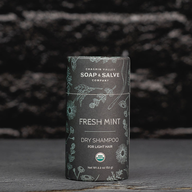 Chagrin Valley Soap & Salve Dry Shampoo: Light Hair Fresh Mint Dry Shampoo Dark Slate Gray 2.2 oz net wt