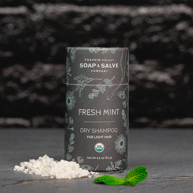 Chagrin Valley Soap & Salve Dry Shampoo: Light Hair Fresh Mint Dry Shampoo Black 2.2 oz net wt