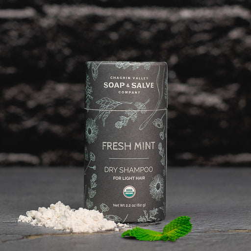 Chagrin Valley Soap & Salve Dry Shampoo: Light Hair Fresh Mint Dry Shampoo Black 2.2 oz net wt