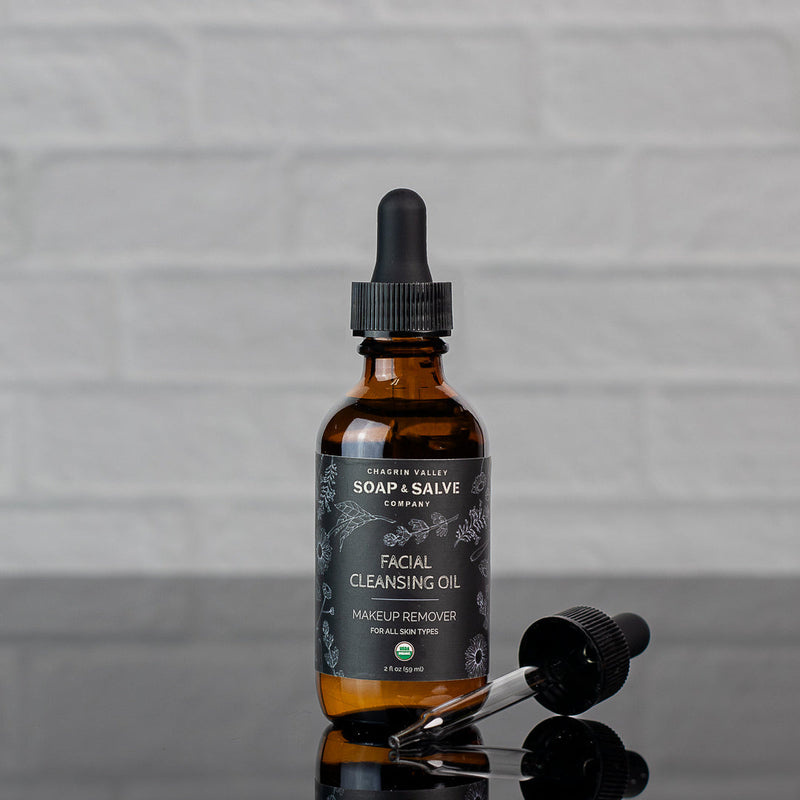 Chagrin Valley Soap & Salve Facial Oil: Facial Cleansing Oil Makeup Remover Facial Cleansers and Moisturizers Dark Gray 2 fl oz Bottle