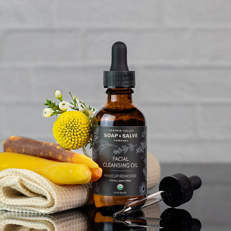 Chagrin Valley Soap & Salve Facial Oil: Facial Cleansing Oil Makeup Remover Facial Cleansers and Moisturizers Dark Gray 2 fl oz Bottle