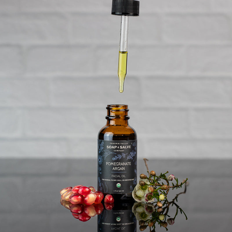 Chagrin Valley Soap & Salve Facial Oil: Pomegranate Argan Facial Oil Dark Gray 1 fl oz Bottle