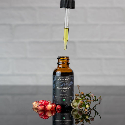 Chagrin Valley Soap & Salve Facial Oil: Pomegranate Argan Facial Oil Dark Gray 1 fl oz Bottle