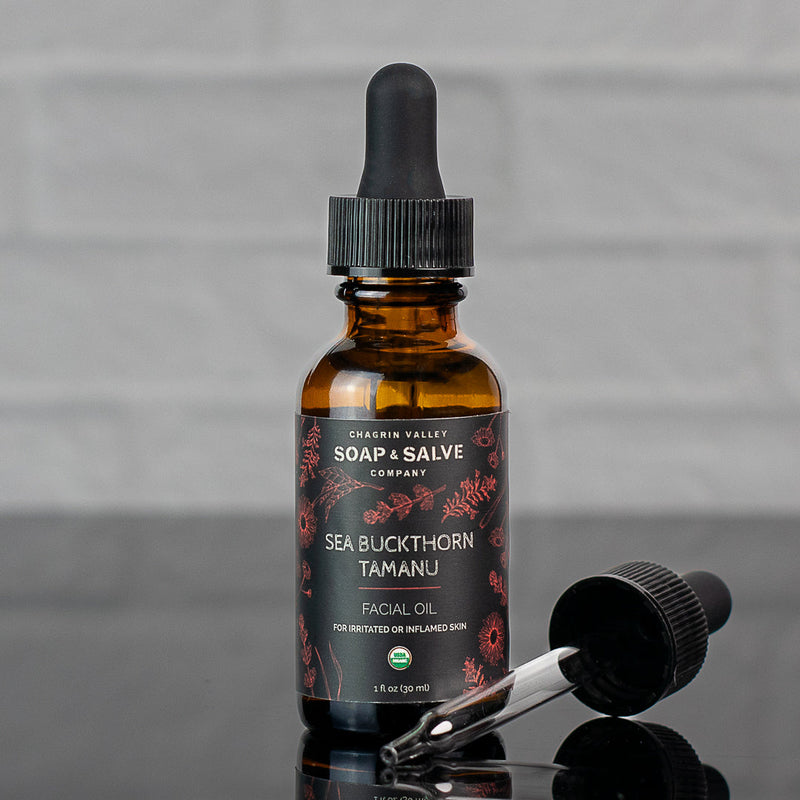 Chagrin Valley Soap & Salve Facial Oil: Sea Buckthorn Tamanu Facial Oil Dark Gray 1 fl oz Bottle