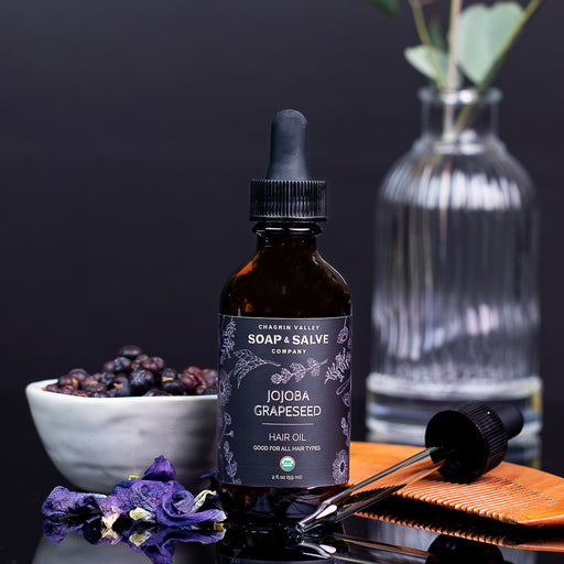 Chagrin Valley Soap & Salve Hair Oil: Jojoba Grapeseed Hair Oil Dark Slate Gray 2 fl oz Bottle