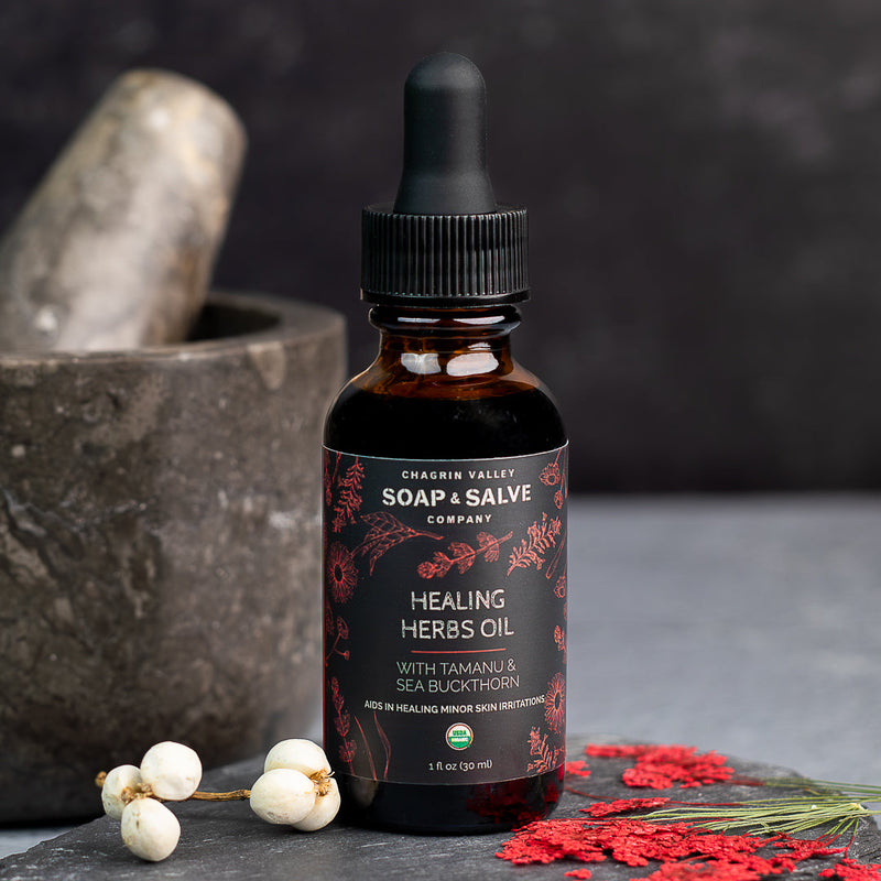 Chagrin Valley Soap & Salve Tamanu & Sea Buckthorn Healing Herbal Serum Body Oil Dark Slate Gray 1 fl oz Bottle
