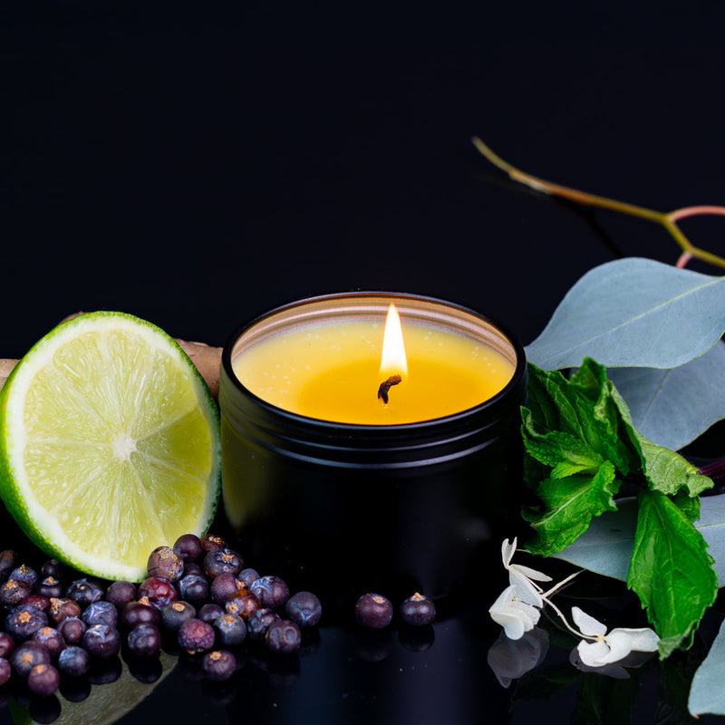 Chagrin Valley Soap & Salve Body & Massage Candle: Lavender Rosemary Massage Candle Tan 4 fl oz Tin