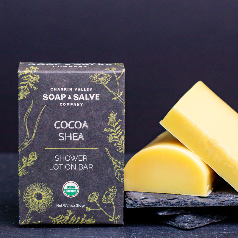 Chagrin Valley Soap & Salve Shower Butter Bar:  Cocoa Shea Shower Lotion Bar Dark Slate Gray 3 oz Bar