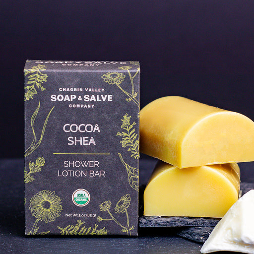 Chagrin Valley Soap & Salve Shower Butter Bar:  Cocoa Shea Shower Lotion Bar Midnight Blue 3 oz Bar