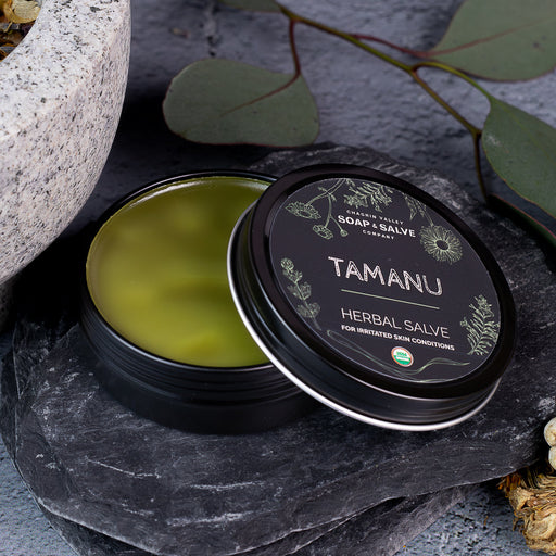 Chagrin Valley Soap & Salve Salve: Tamanu Oil Healing Salve Dark Slate Gray 2 fl oz Tin,1 fl oz Tin