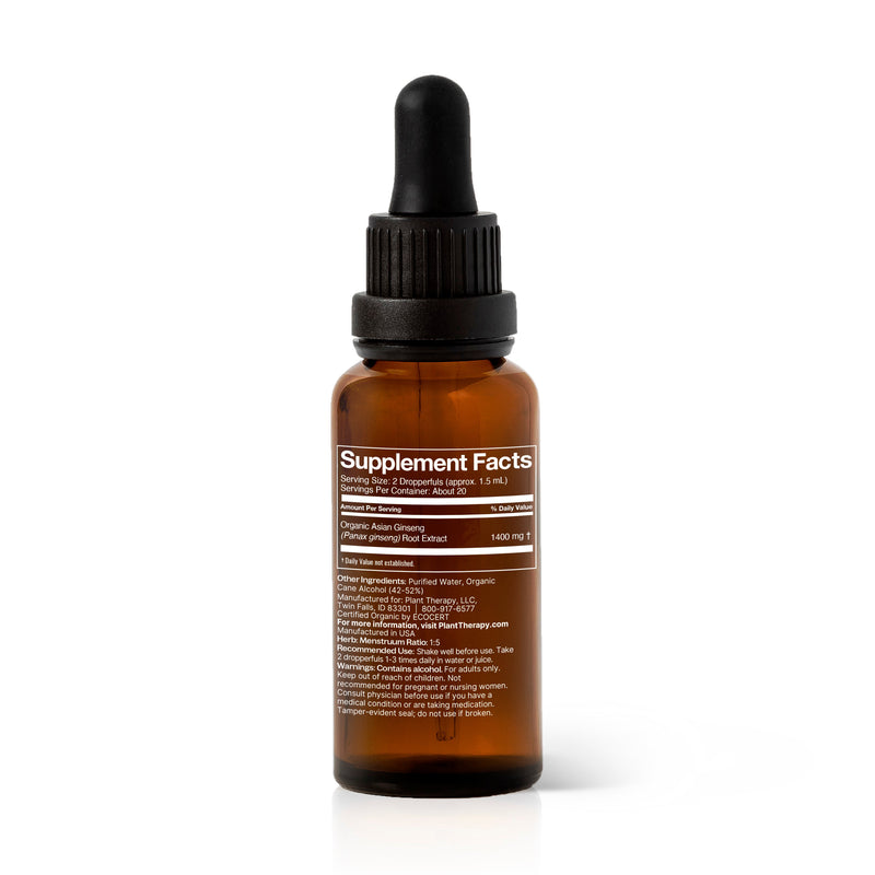 Plant Therapy Organic Asian Ginseng Herbal Tincture Supplement Saddle Brown 30 mL