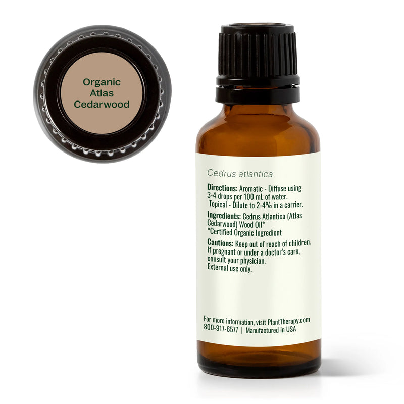 Plant Therapy Organic Atlas Cedarwood Essential Oil Essential Oil White Smoke 10 mL,30 mL