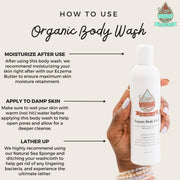 Lizzie's All-natural Products Organic Unscented Body Wash for Eczema Beige Organic Body Wash (unscented for eczema) 8 oz,Organic Unscented Body Wash for Eczema + Natural Sea Sponge Combo