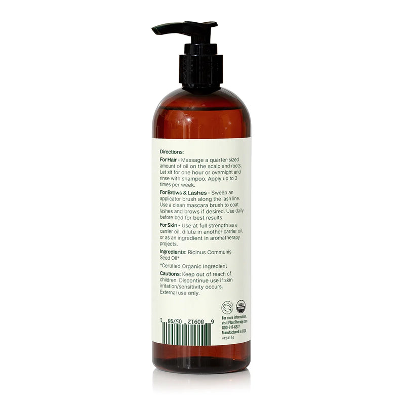 Plant Therapy Organic Castor Carrier Oil Body Care White Smoke 16 oz,32 oz