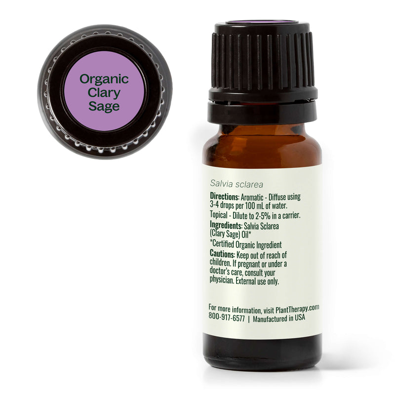 Plant Therapy Organic Clary Sage Essential Oil Essential Oil White Smoke 10 mL