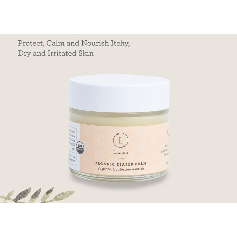 Lizush ORGANIC DIAPER BALM To protect, calm and nourish Antique White