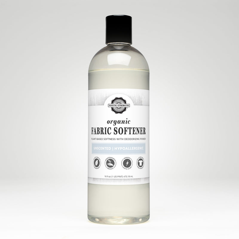 Rustic Strength Organic Fabric Softener Laundry Booster Light Gray 16 oz Bottle Plastic