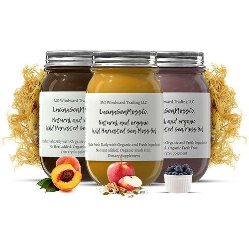 MG Windward Trading LLC Organic Fruit Infused Country Fields Sea Moss Gel Bundle Fruit Infused Sea Moss Gel Light Gray 4 oz. Sample Size,8 oz.,16 oz.,32 oz.