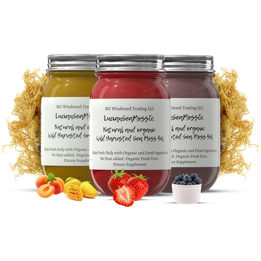 MG Windward Trading LLC Organic Fruit Infused Mojito Blast Sea Moss Gel Bundle Fruit Infused Sea Moss Gel Gray 4 oz. Sample Size,8 oz.,16 oz.,32 oz.