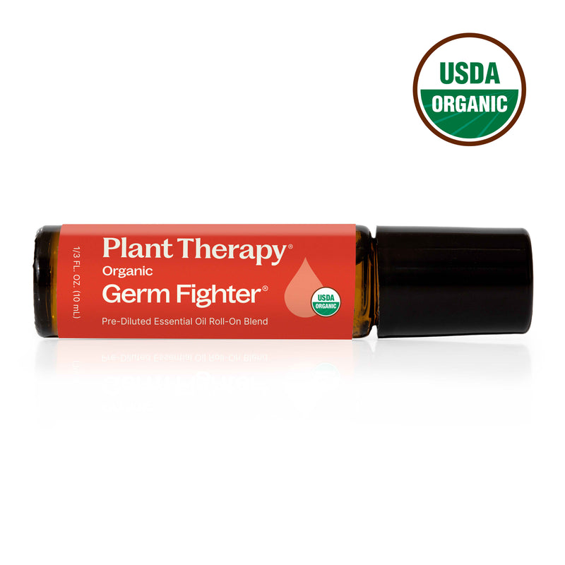 Plant Therapy Organic Germ Fighter Essential Oil Blend Pre-Diluted Roll-On Essential Oil White Smoke 10 mL