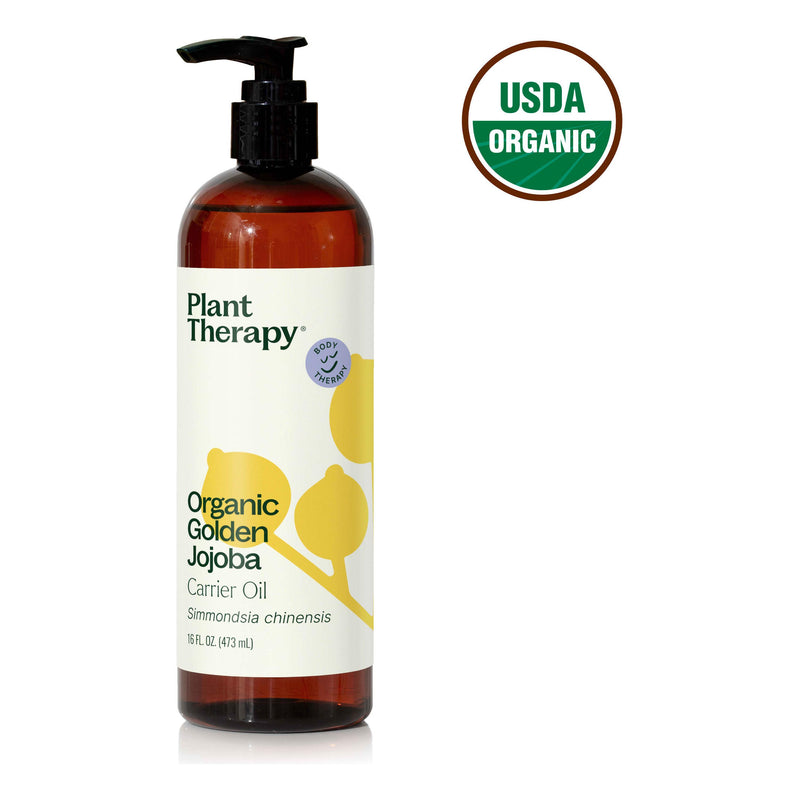 Plant Therapy Organic Golden Jojoba Carrier Oil Body Care White Smoke 16 oz