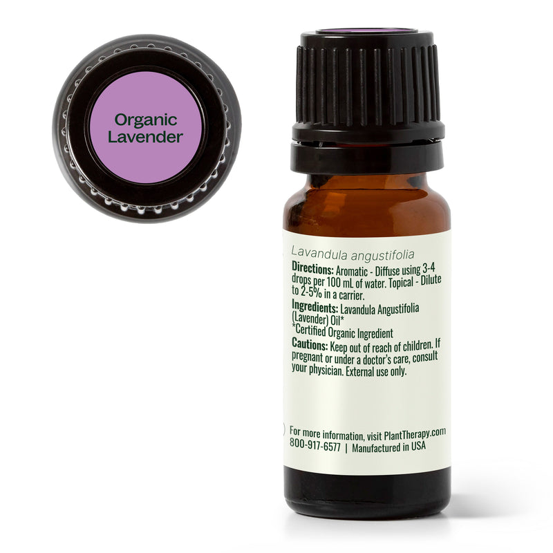 Plant Therapy Organic Lavender Essential Oil Essential Oil White Smoke 10 mL,30 mL,100 mL