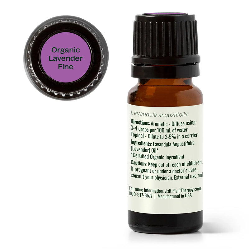 Plant Therapy Organic Lavender Fine Essential Oil Essential Oil White Smoke 10 mL,30 mL