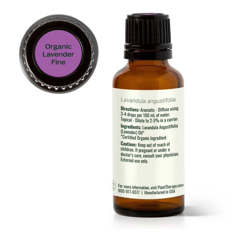 Plant Therapy Organic Lavender Fine Essential Oil Essential Oil White Smoke 10 mL,30 mL