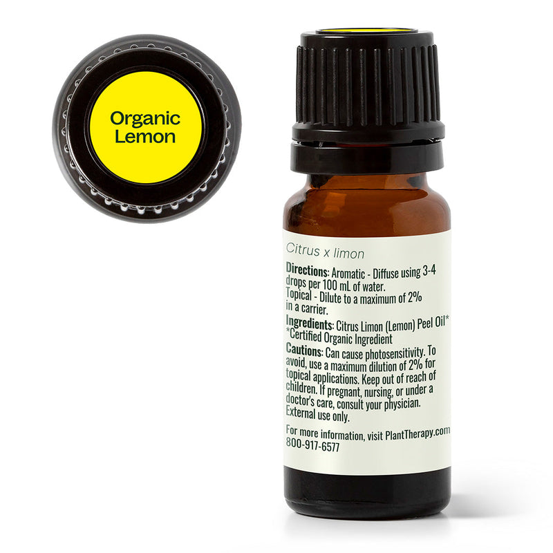Plant Therapy Organic Lemon Essential Oil Essential Oil White Smoke 10 mL,30 mL,100 mL