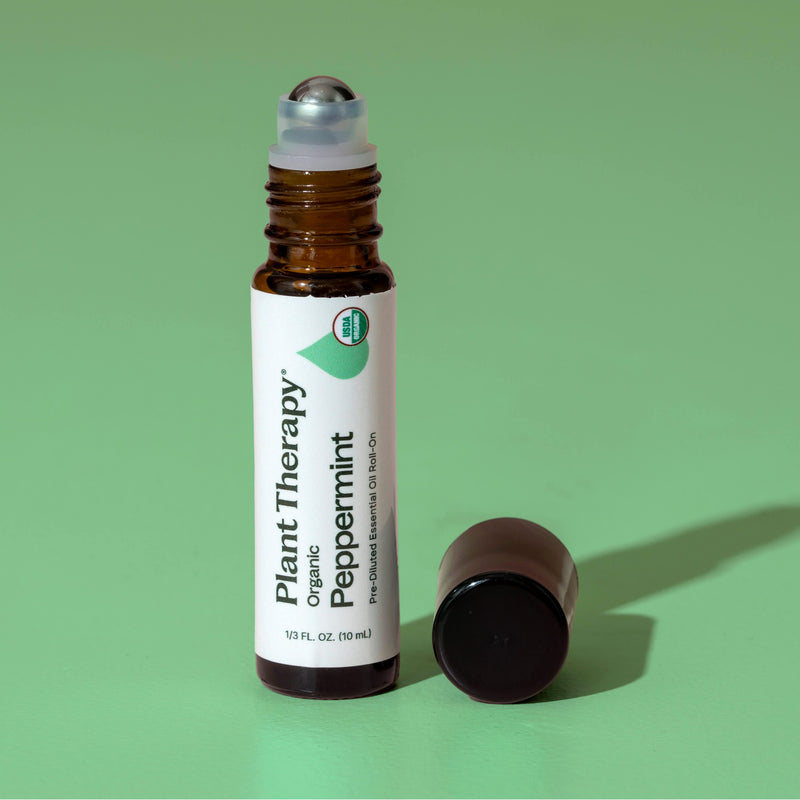 Plant Therapy Organic Peppermint Essential Oil Pre-Diluted Roll-On Essential Oil Dark Sea Green 10 mL