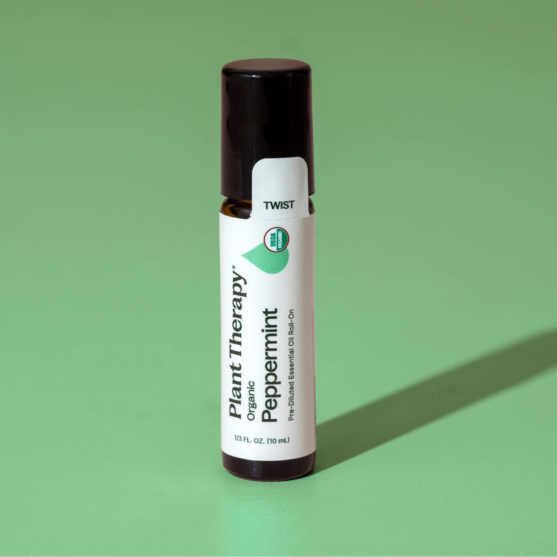 Plant Therapy Organic Peppermint Essential Oil Pre-Diluted Roll-On Essential Oil Dark Sea Green 10 mL