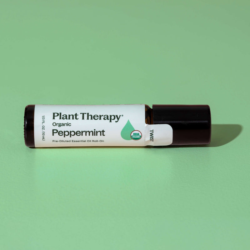 Plant Therapy Organic Peppermint Essential Oil Pre-Diluted Roll-On Essential Oil Dark Sea Green 10 mL