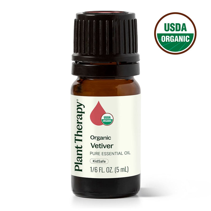 Plant Therapy Organic Vetiver Essential Oil Essential Oil White Smoke 5 mL