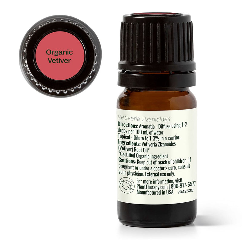 Plant Therapy Organic Vetiver Essential Oil Essential Oil White Smoke 5 mL