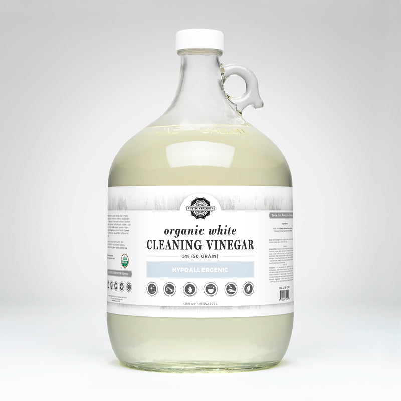 Rustic Strength Organic White Cleaning Vinegar | 5% (50 grain) Multi-Purpose Cleaner Lavender Gallon Glass