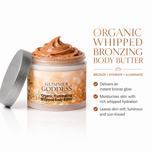 Glimmer Goddess® Organic Skin Care Organic Whipped Bronzing Body Butter – Shimmering Body Moisturizer with Instant Bronze Glow Shimmer White Smoke Bronze / Subtle - Level 1 / 4 oz.,Bronze / Subtle - Level 1 / 2 oz.,Bronze / Sexy - Level 2 / 4 oz.,Bronze / Sexy - Level 2 / 2 oz.,Bronze / Super - Level 3 / 4 oz.,Bronze / Super - Level 3 / 2 oz.