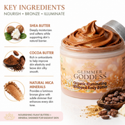 Glimmer Goddess® Organic Skin Care Organic Whipped Bronzing Body Butter – Shimmering Body Moisturizer with Instant Bronze Glow Shimmer White Smoke Bronze / Subtle - Level 1 / 4 oz.,Bronze / Subtle - Level 1 / 2 oz.,Bronze / Sexy - Level 2 / 4 oz.,Bronze / Sexy - Level 2 / 2 oz.,Bronze / Super - Level 3 / 4 oz.,Bronze / Super - Level 3 / 2 oz.