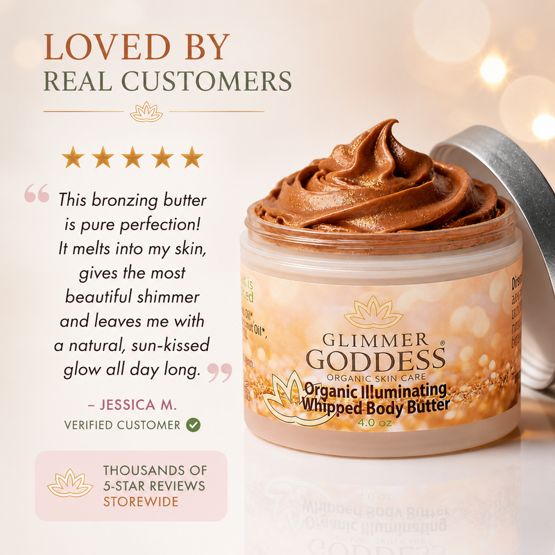 Glimmer Goddess® Organic Skin Care Organic Whipped Bronzing Body Butter – Shimmering Body Moisturizer with Instant Bronze Glow Shimmer Misty Rose Bronze / Subtle - Level 1 / 4 oz.,Bronze / Subtle - Level 1 / 2 oz.,Bronze / Sexy - Level 2 / 4 oz.,Bronze / Sexy - Level 2 / 2 oz.,Bronze / Super - Level 3 / 4 oz.,Bronze / Super - Level 3 / 2 oz.