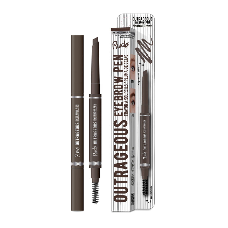 Rude Cosmetics Outrageous Eyebrow Pen Eyebrows Dark Slate Gray Neutral Brown