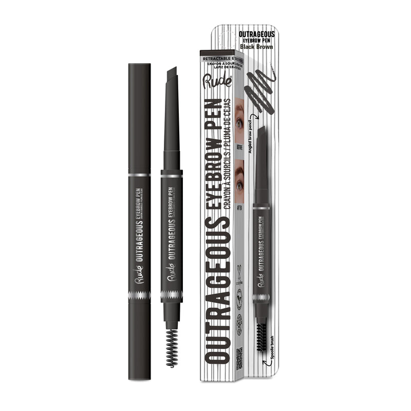Rude Cosmetics Outrageous Eyebrow Pen Eyebrows Dark Slate Gray Black Brown