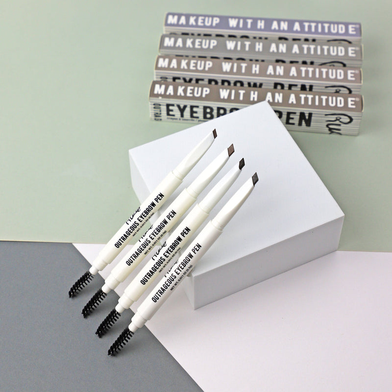 Rude Cosmetics Outrageous Eyebrow Pen Eyebrows Gray Natural Taupe,Hazel,Neutral Brown,Black Brown