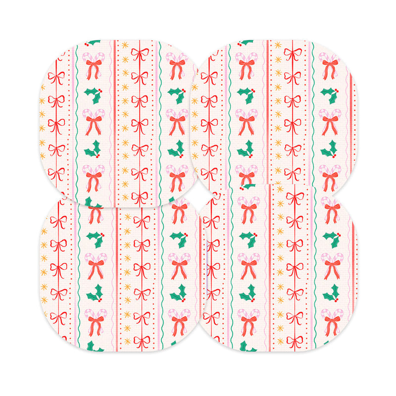 Peelz Holly Jolly Ribbon Overpatch Tape - Pump Peelz Patch Medical Tape Misty Rose 12-Pack (Set of 12 Patches),4-Pack (Set of 4 Patches),1-Single (One Patch)