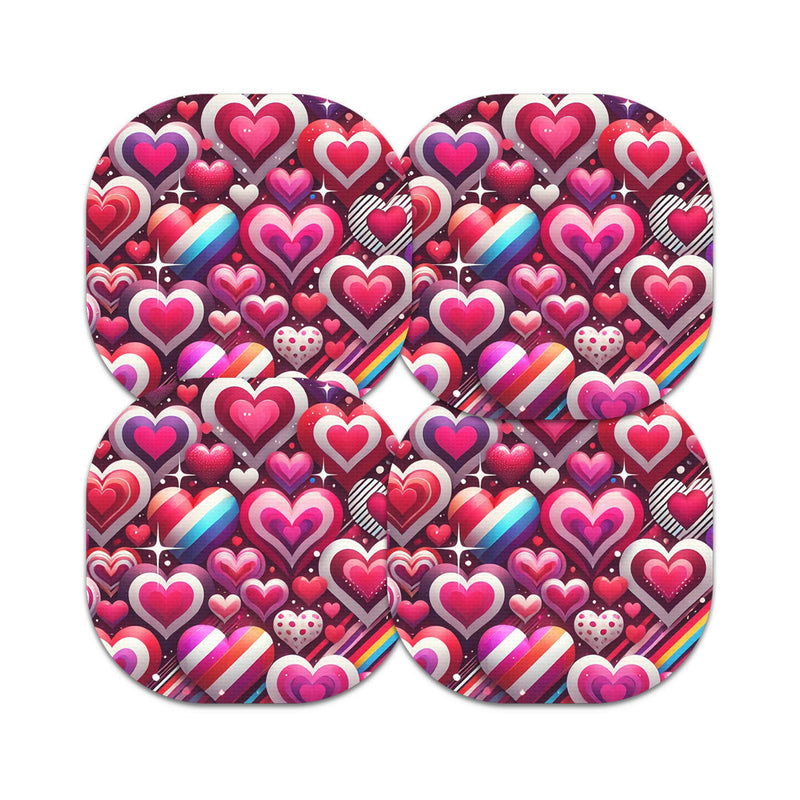 Peelz Sparkly Hearts Overpatch Tape - Pump Peelz Patch Medical Tape White Smoke 12-Pack (Set of 12 Patches),4-Pack (Set of 4 Patches),1-Single (One Patch)