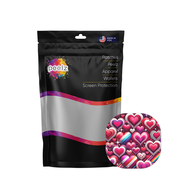 Peelz Sparkly Hearts Overpatch Tape - Pump Peelz Patch Medical Tape White Smoke 12-Pack (Set of 12 Patches),4-Pack (Set of 4 Patches),1-Single (One Patch)