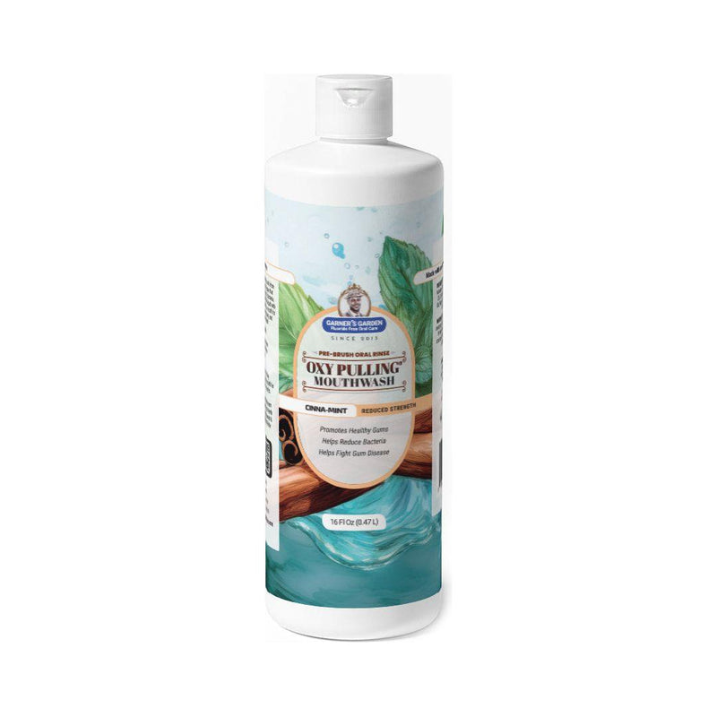 Garner's Garden Oxy Pulling Mouthwash | Activated Charcoal | H2O2 Oxy Pulling White Smoke Cinna-Mint / Reduced/Sensitive Formula / 16 oz (Recommended),Cinna-Mint / Reduced/Sensitive Formula / Double Pack 2 x 16 oz