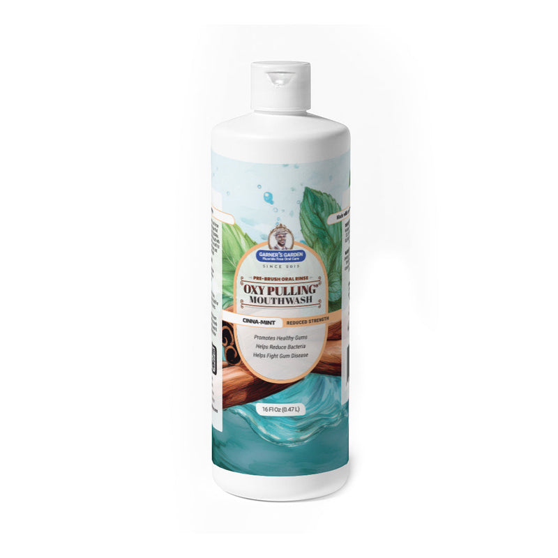 Garner's Garden Oxy Pulling Mouthwash | Activated Charcoal | H2O2 Oxy Pulling White Smoke Cinna-Mint / Reduced/Sensitive Formula / 16 oz (Recommended),Cinna-Mint / Reduced/Sensitive Formula / Double Pack 2 x 16 oz